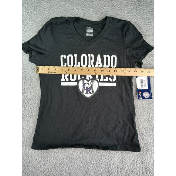 Colorado Rockies MLB Tee Girls Size L (10-12) Black Baseball T-Shirt Heart NWT - Picture 5 of 8